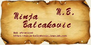 Minja Balčaković vizit kartica